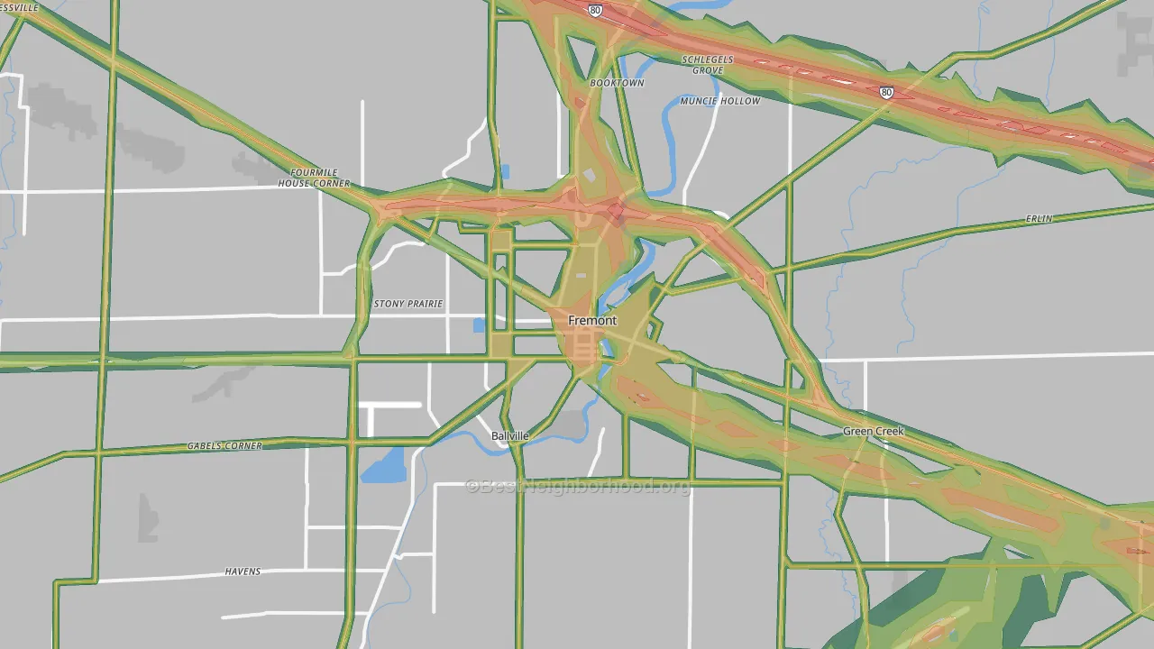 43420, OH Map of Noise Levels in 43420