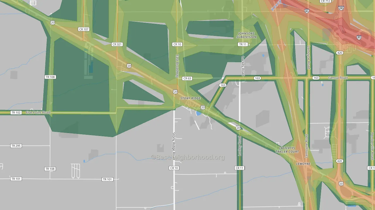 43463, OH Map of Noise Levels in 43463
