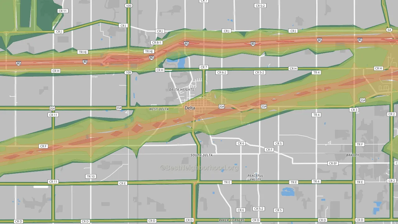 43515, OH Map of Noise Levels in 43515
