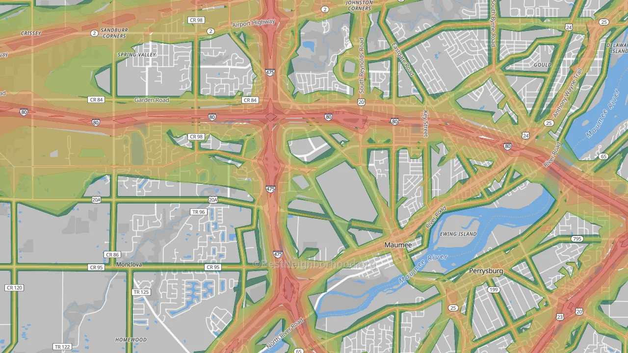 43537, OH Map of Noise Levels in 43537