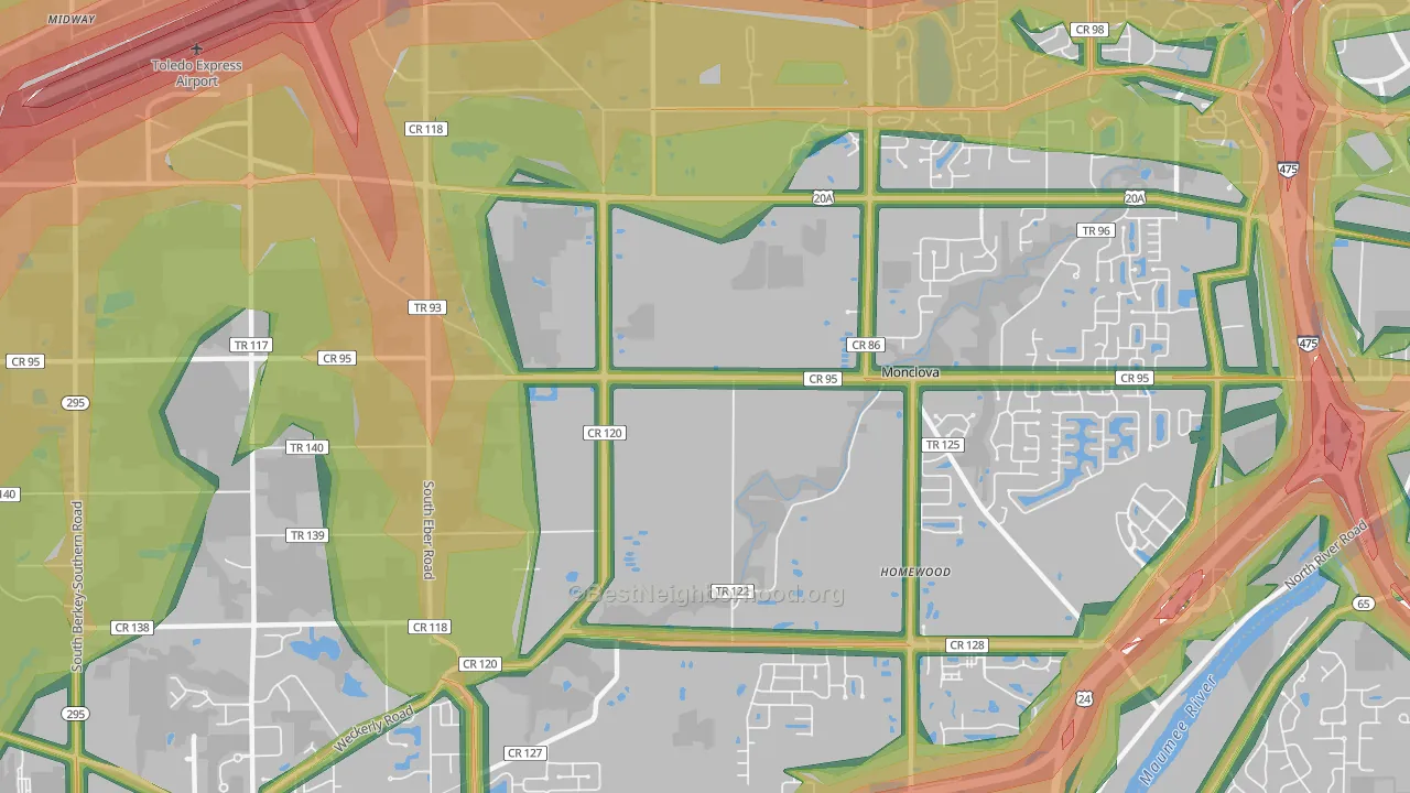 43542, OH Map of Noise Levels in 43542
