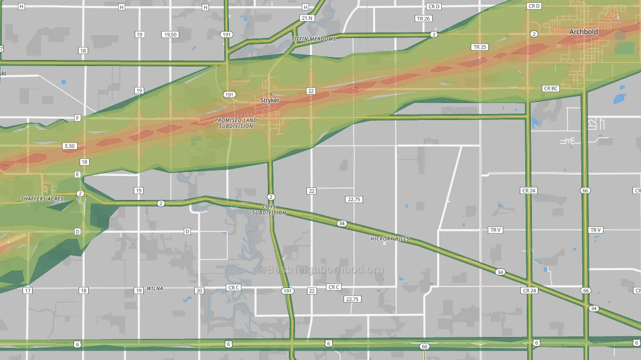 43557, OH Map of Noise Levels in 43557