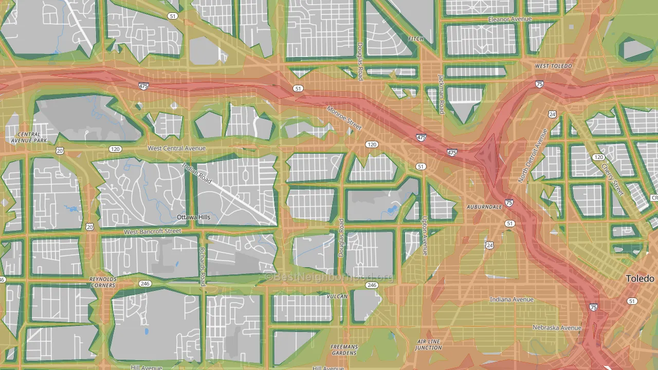 43606, OH Map of Noise Levels in 43606