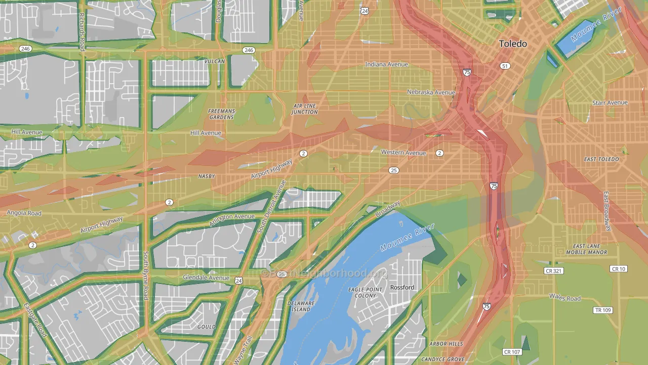 43609, OH Map of Noise Levels in 43609