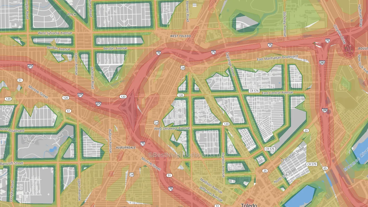 43610, OH Map of Noise Levels in 43610
