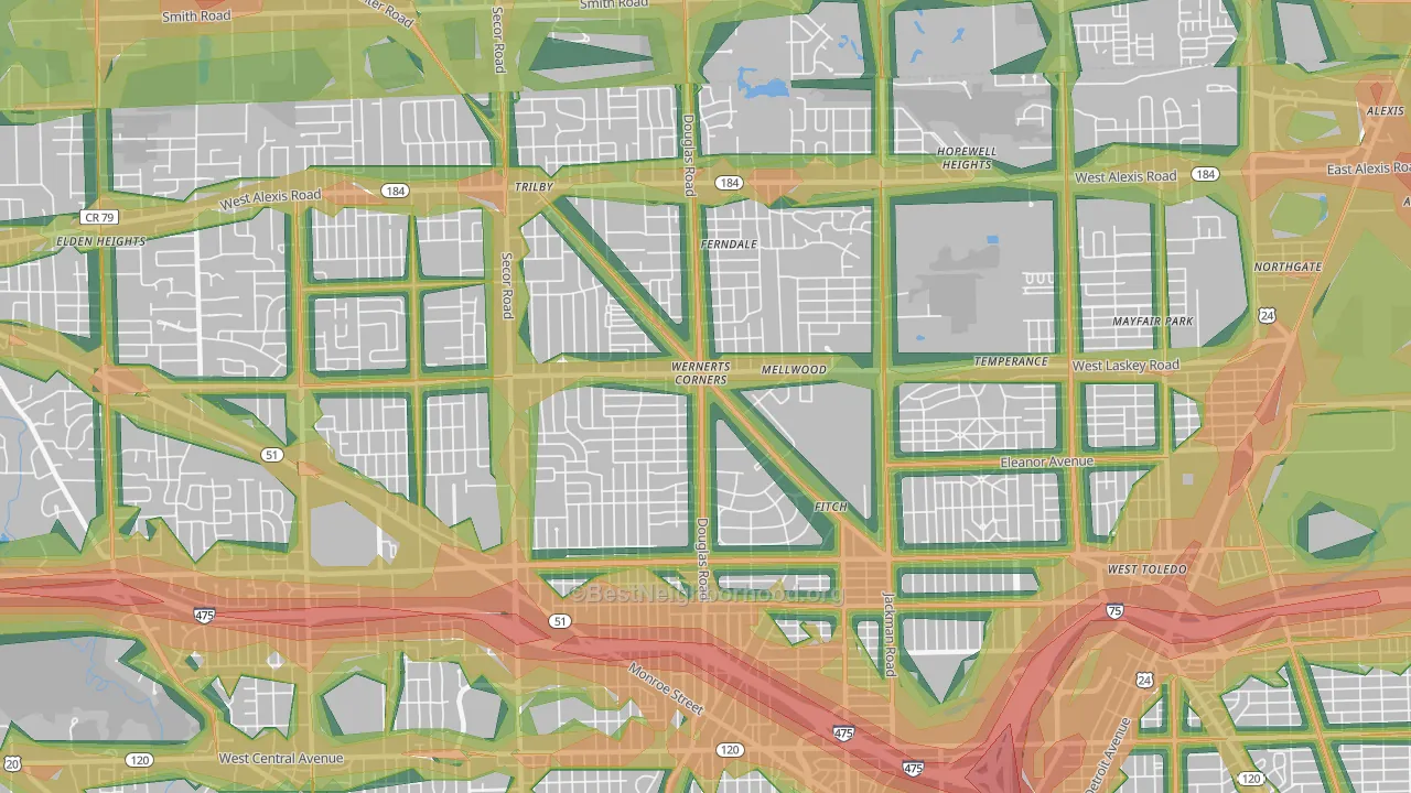 43613, OH Map of Noise Levels in 43613