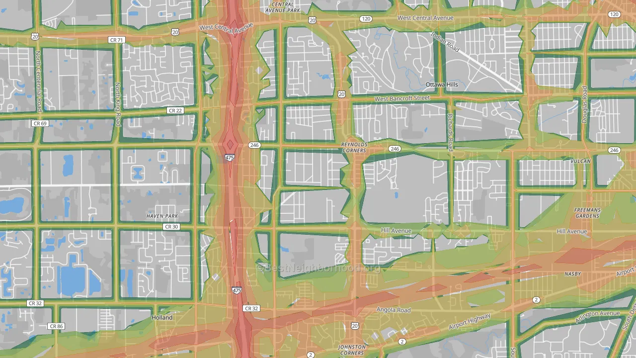 43615, OH Map of Noise Levels in 43615