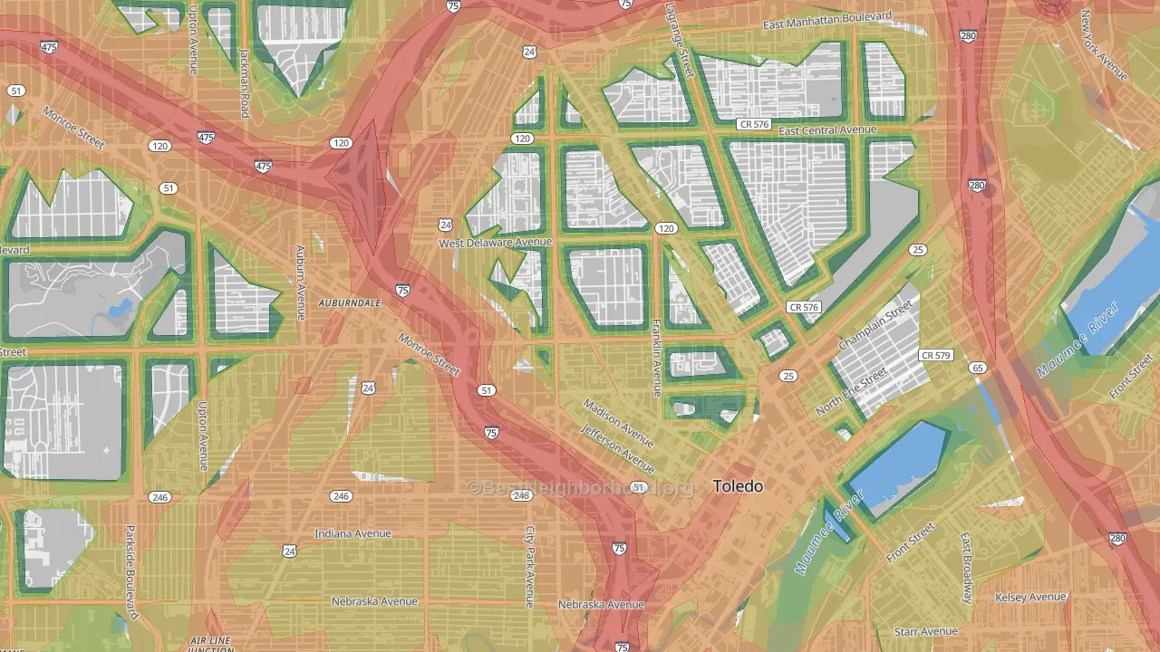 43620, OH Map of Noise Levels in 43620