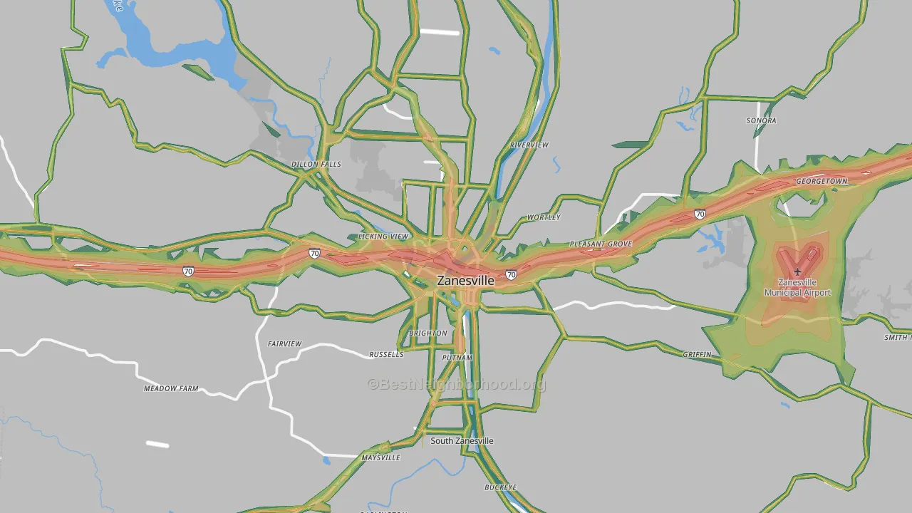 43701, OH Map of Noise Levels in 43701