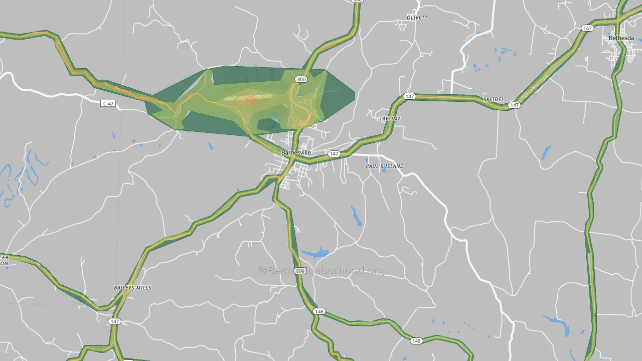 43713, OH Map of Noise Levels in 43713