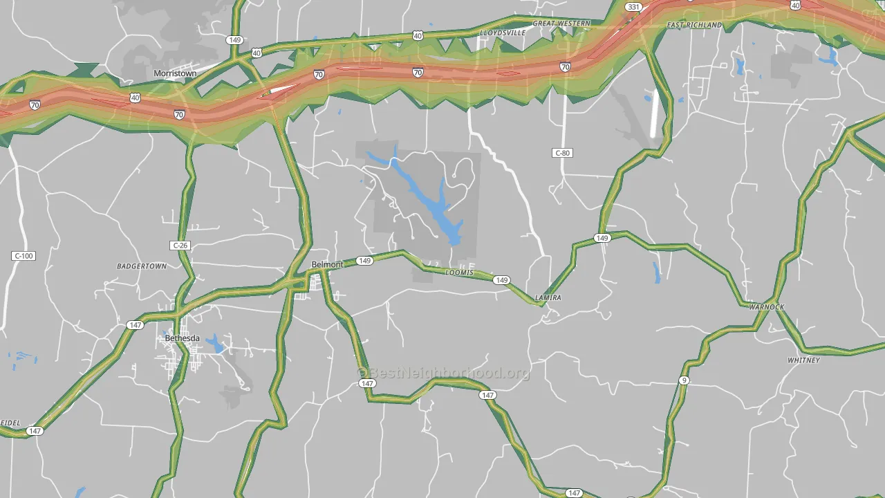 43718, OH Map of Noise Levels in 43718