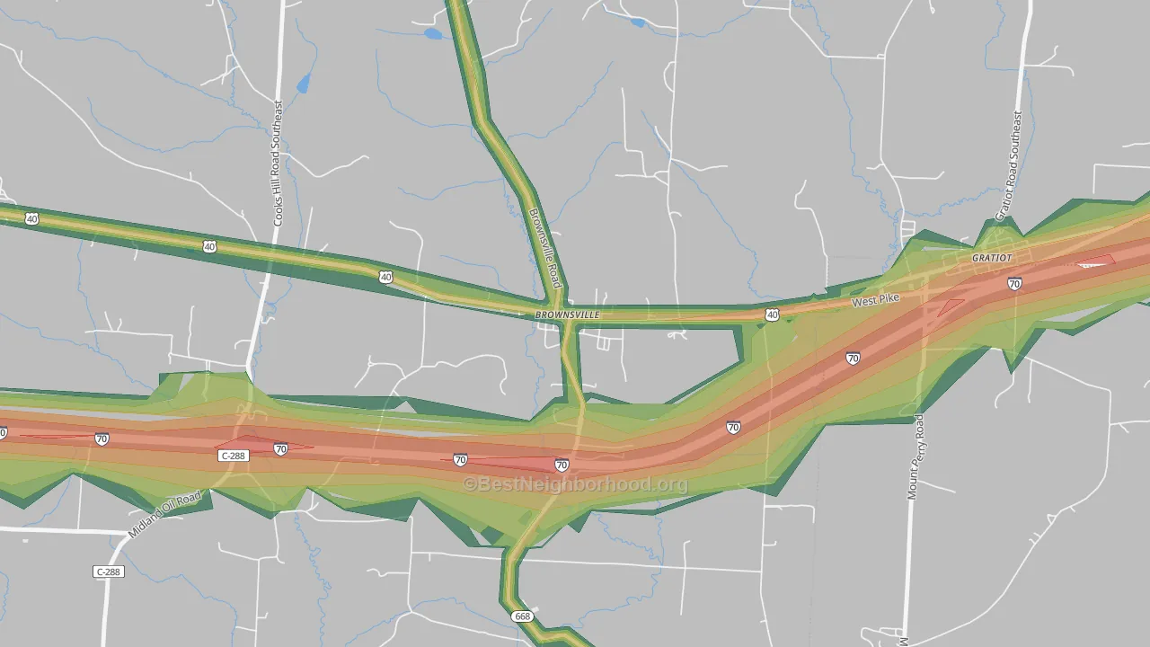 43721, OH Map of Noise Levels in 43721