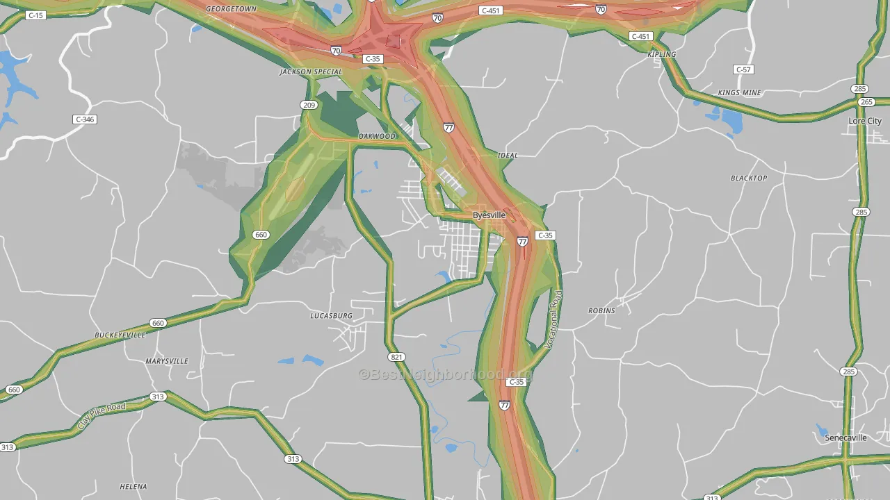 43723, OH Map of Noise Levels in 43723