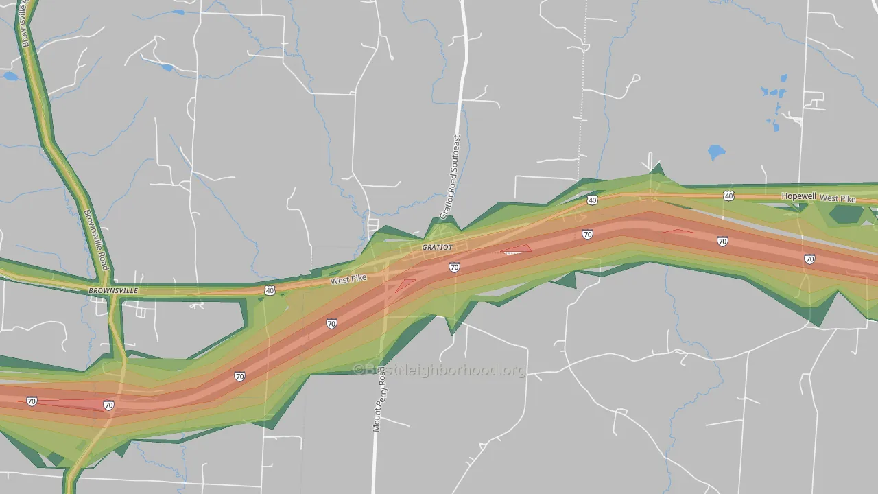 43740, OH Map of Noise Levels in 43740