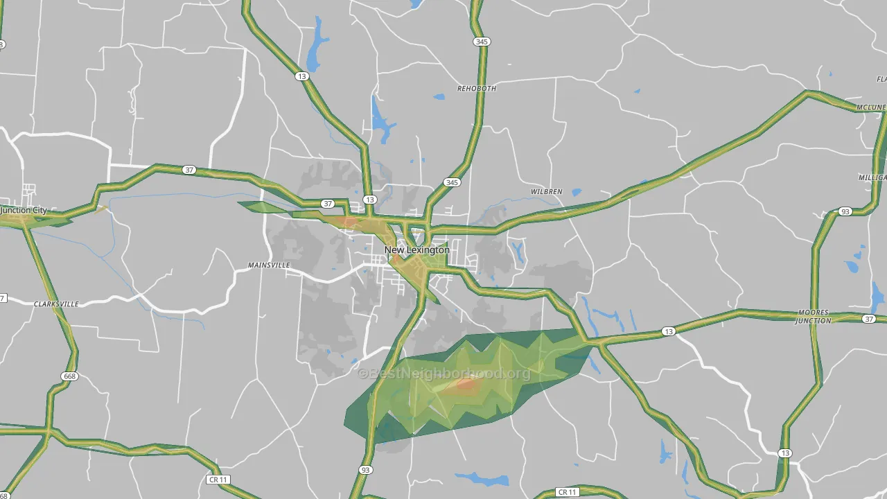 43764, OH Map of Noise Levels in 43764