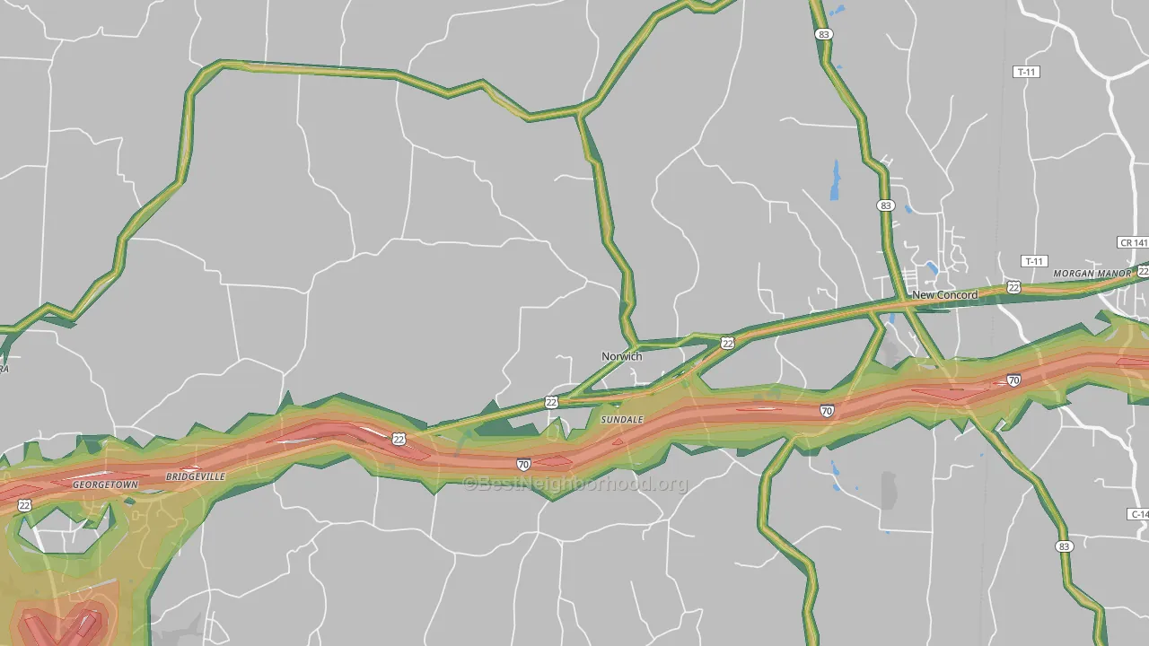 43767, OH Map of Noise Levels in 43767
