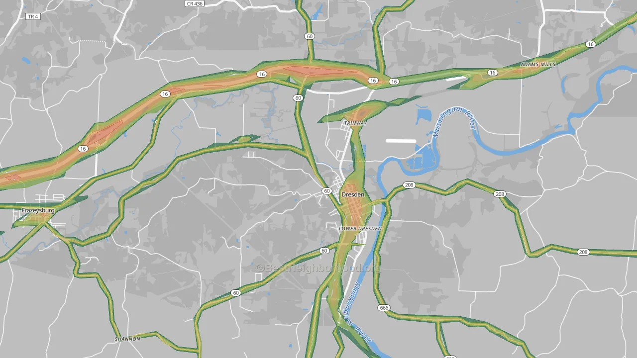 43821, OH Map of Noise Levels in 43821