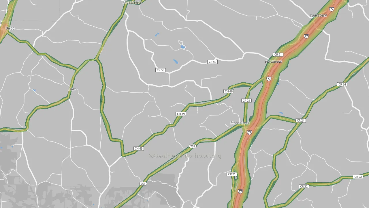 43840, OH Map of Noise Levels in 43840