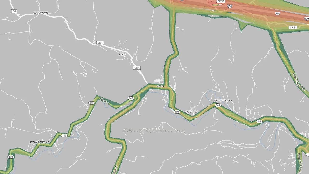 43940, OH Map of Noise Levels in 43940