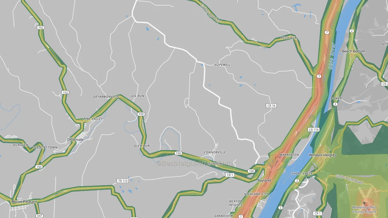 43943, OH Map of Noise Levels in 43943