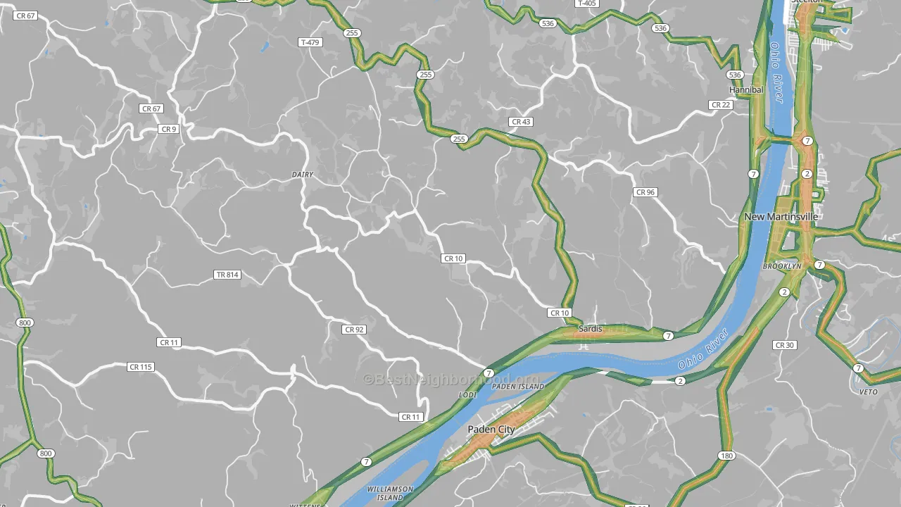 43946, OH Map of Noise Levels in 43946