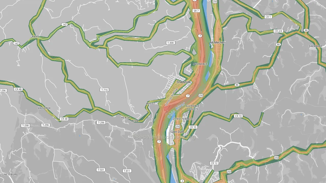43947, OH Map of Noise Levels in 43947