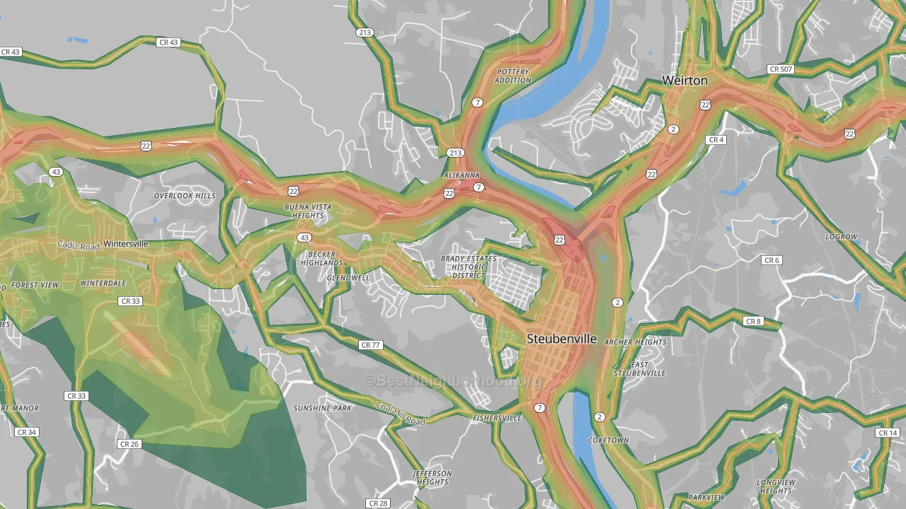 43952, OH Map of Noise Levels in 43952