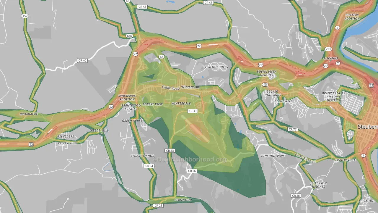 43953, OH Map of Noise Levels in 43953