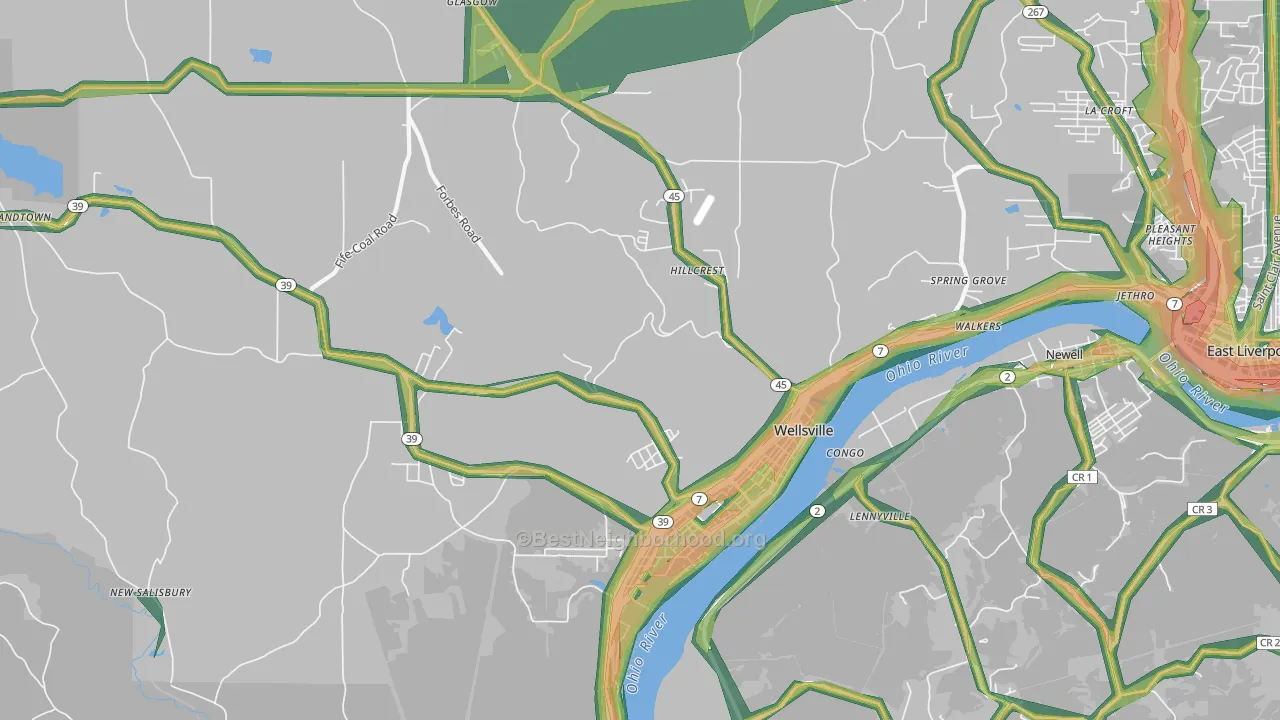 43968, OH Map of Noise Levels in 43968