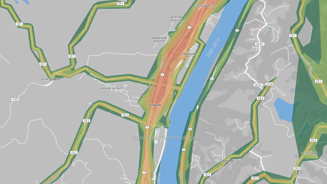 43971, OH Map of Noise Levels in 43971
