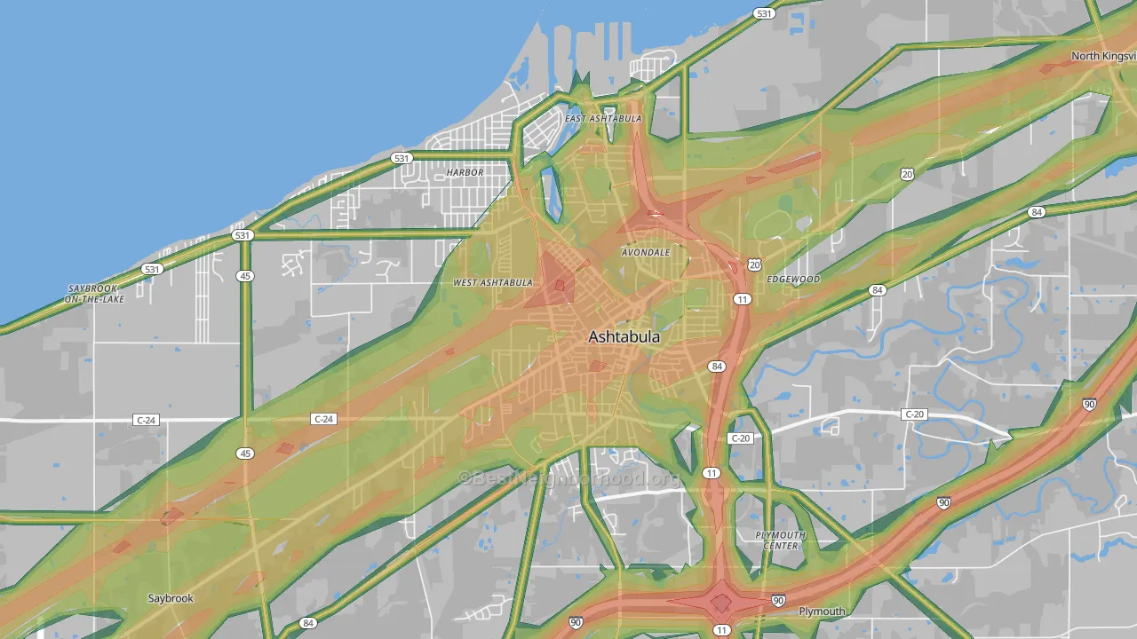 44004, OH Map of Noise Levels in 44004