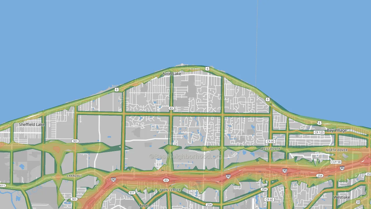 44012, OH Map of Noise Levels in 44012