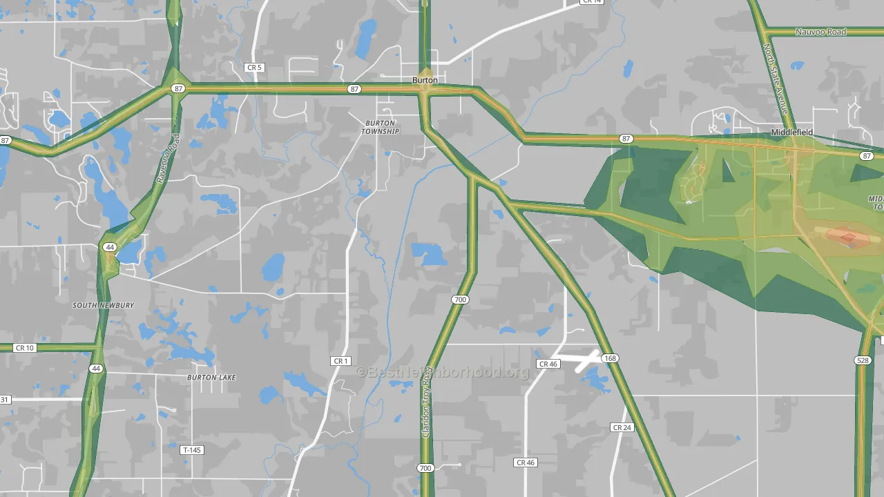 44021, OH Map of Noise Levels in 44021