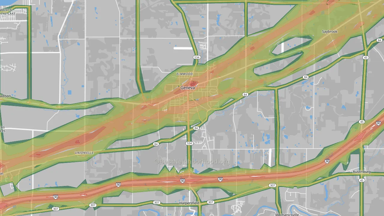 44041, OH Map of Noise Levels in 44041