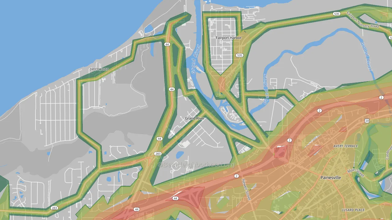 44045, OH Map of Noise Levels in 44045