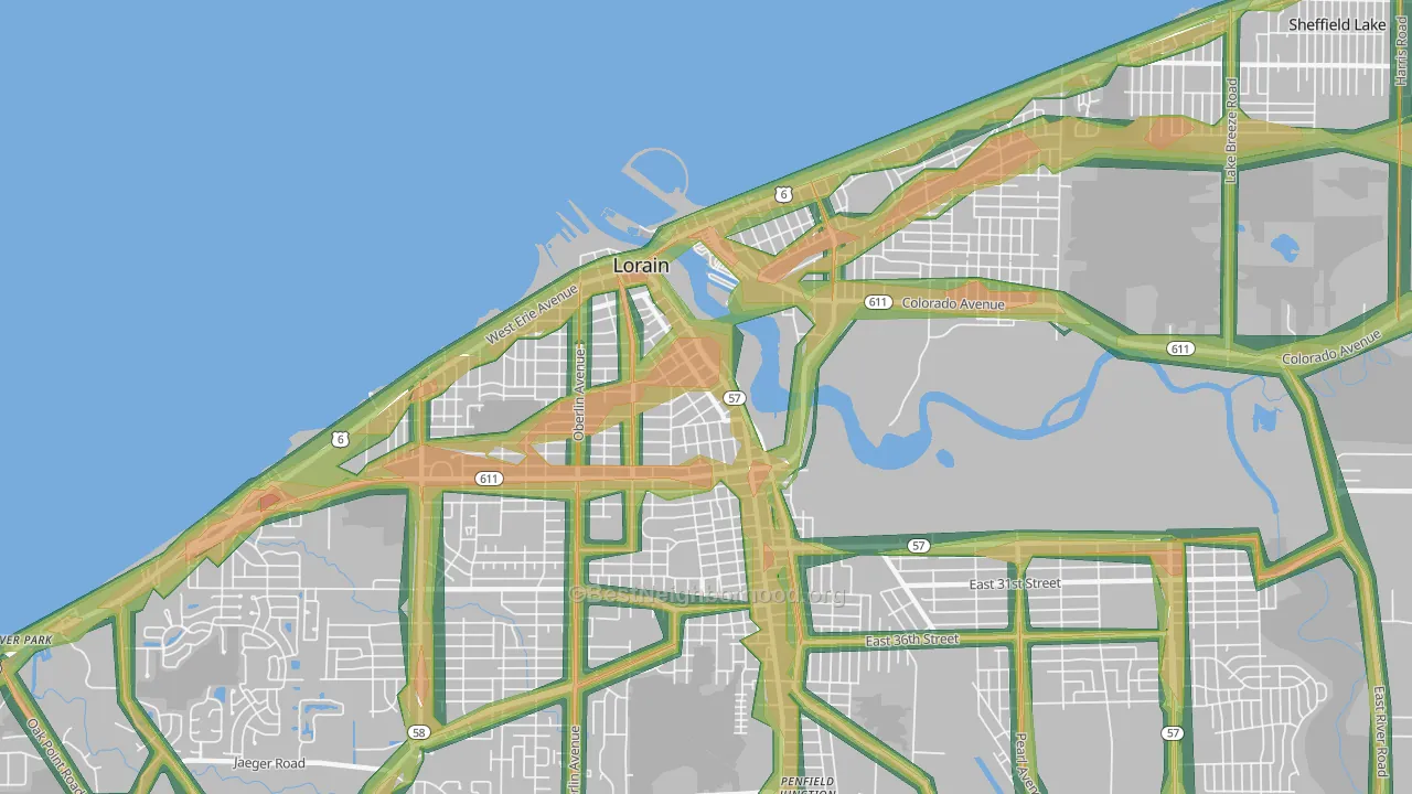 44052, OH Map of Noise Levels in 44052