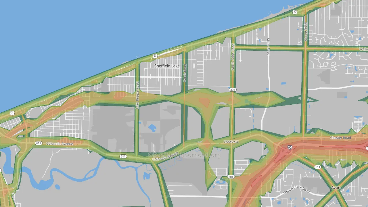44054, OH Map of Noise Levels in 44054