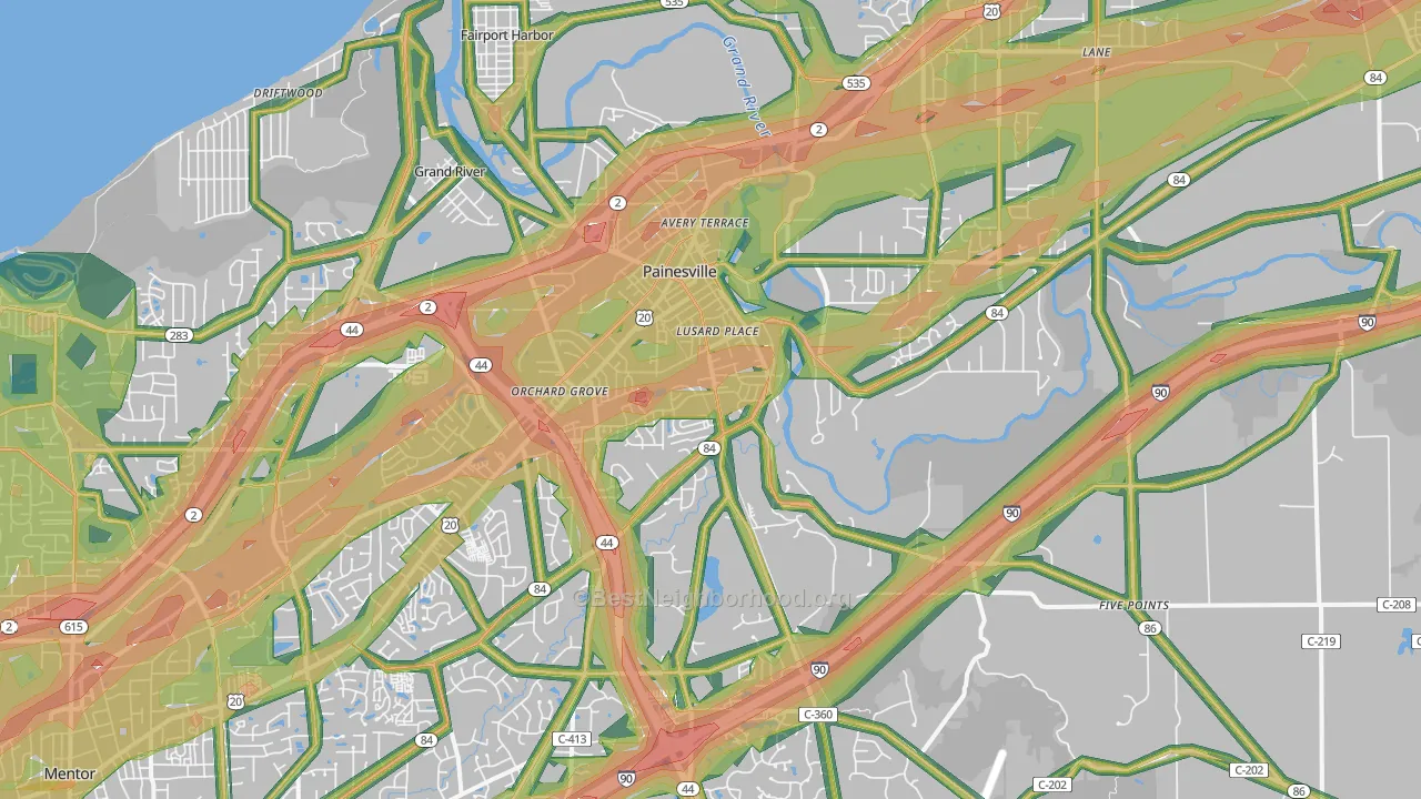 44077, OH Map of Noise Levels in 44077