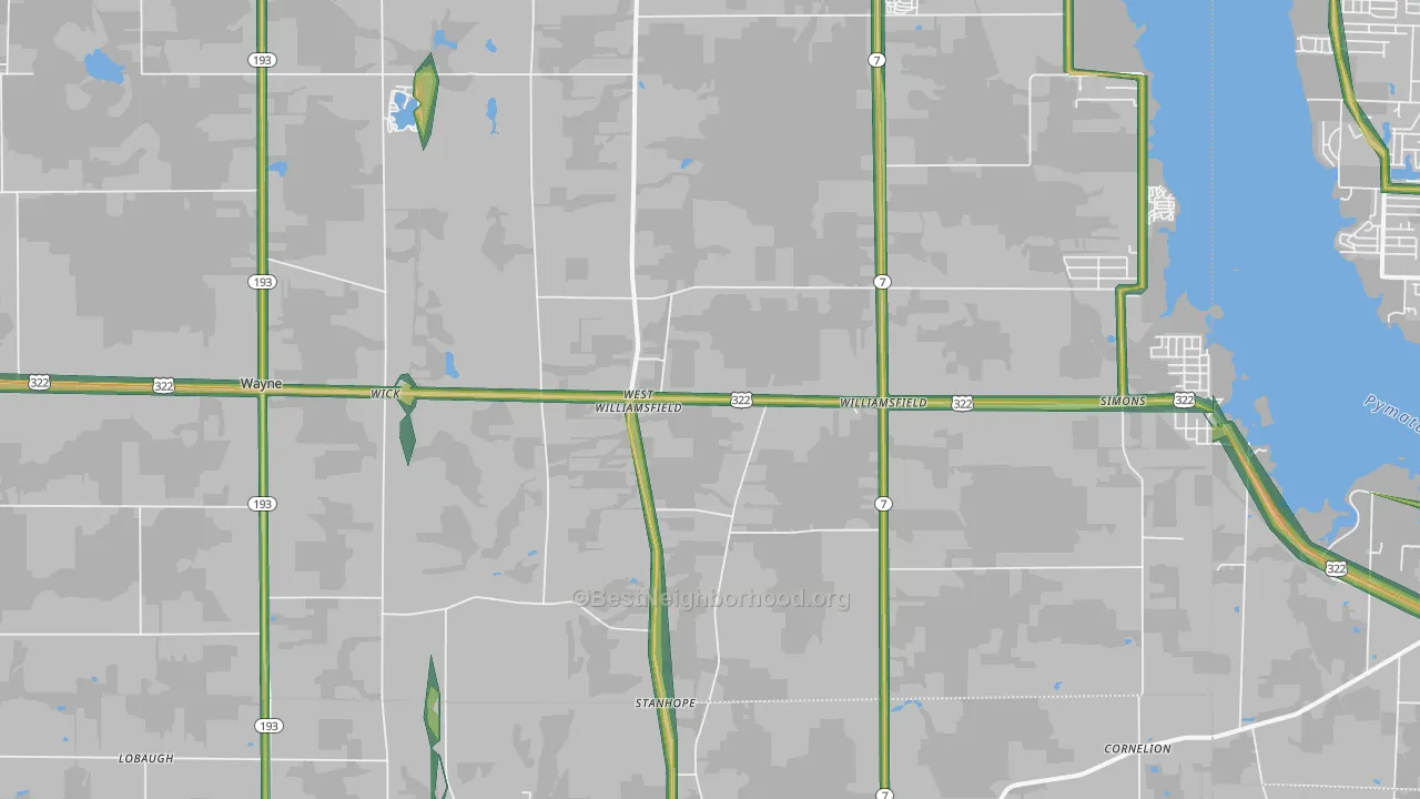 44093, OH Map of Noise Levels in 44093