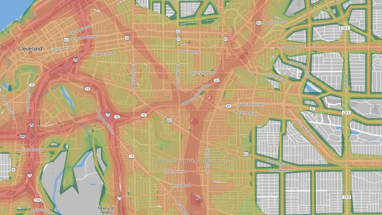 44104, OH Map of Noise Levels in 44104