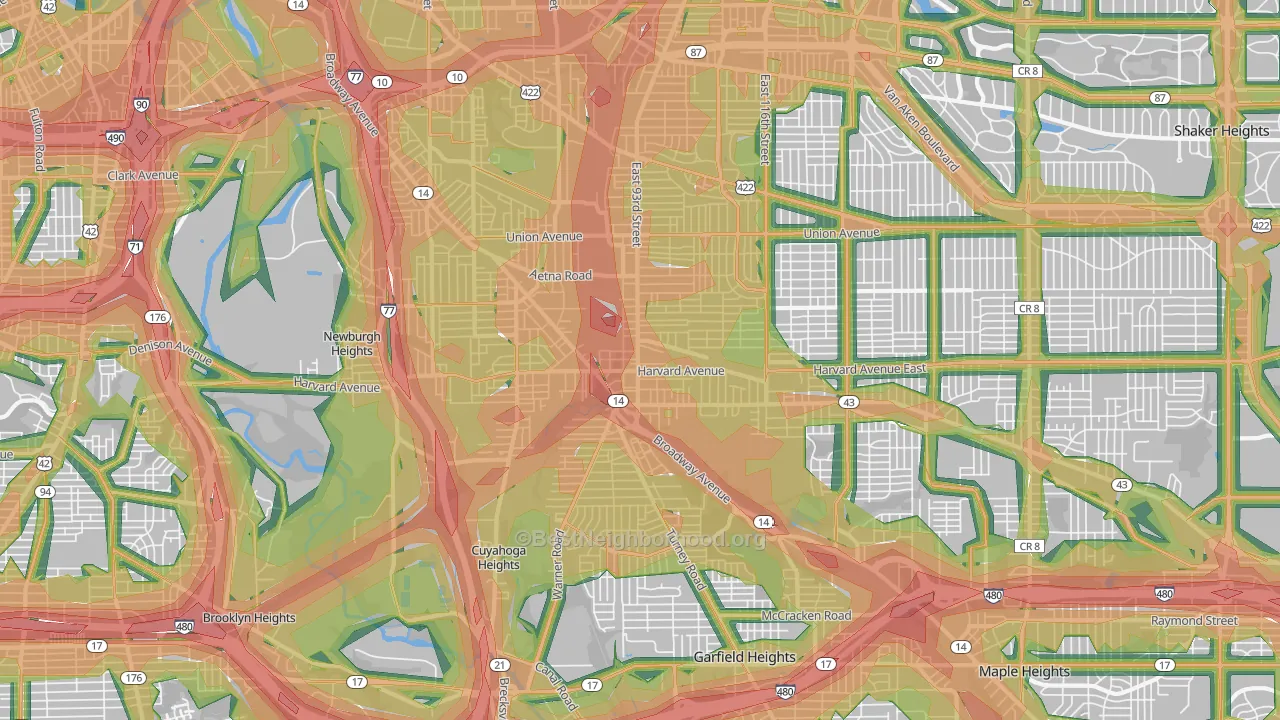 44105, OH Map of Noise Levels in 44105