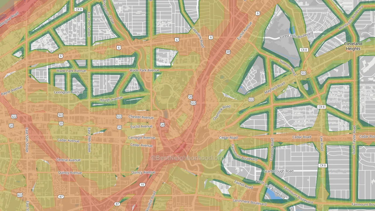 44106, OH Map of Noise Levels in 44106