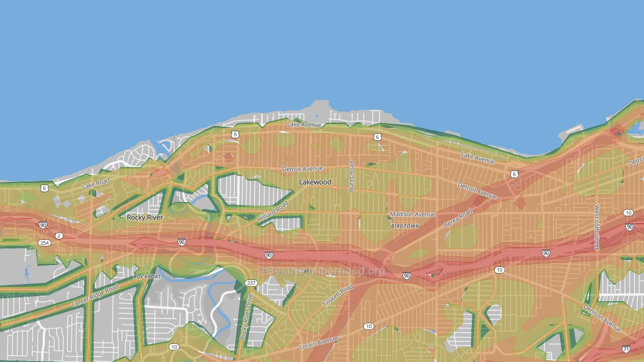 44107, OH Map of Noise Levels in 44107