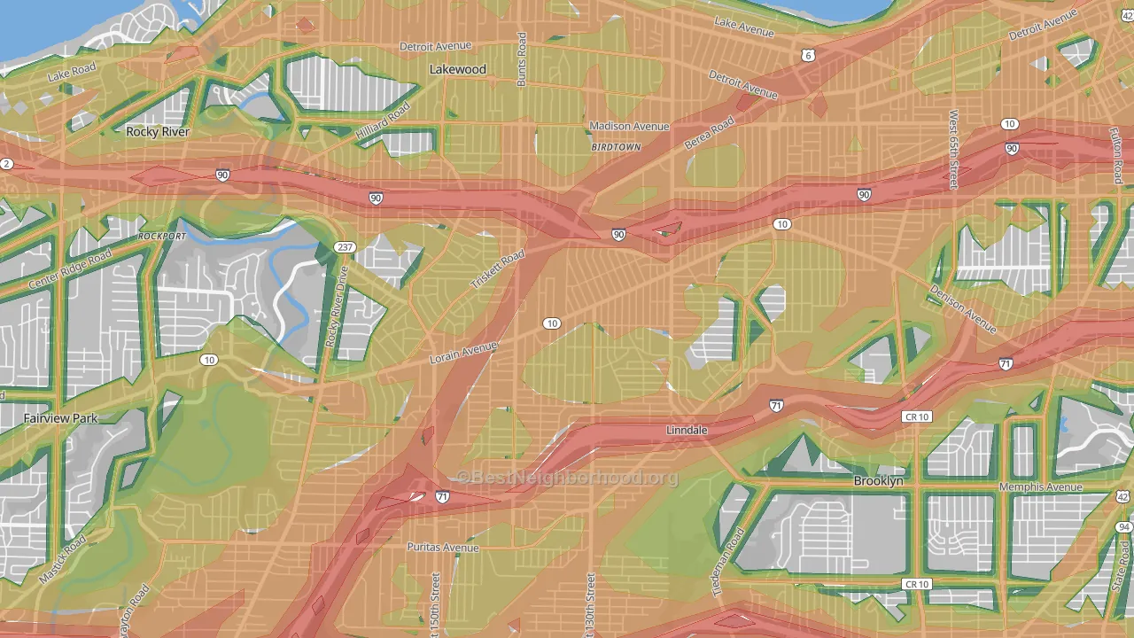 44111, OH Map of Noise Levels in 44111