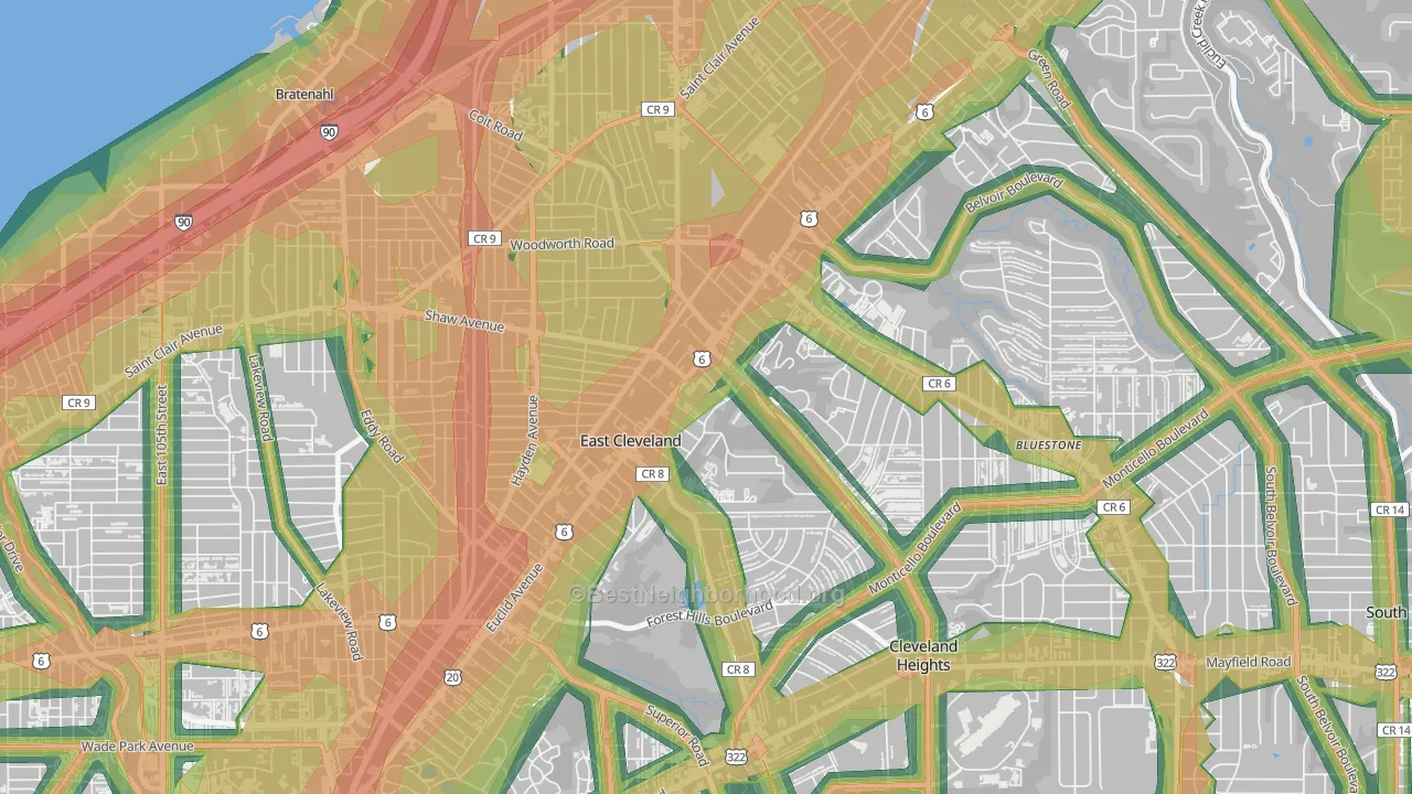 44112, OH Map of Noise Levels in 44112