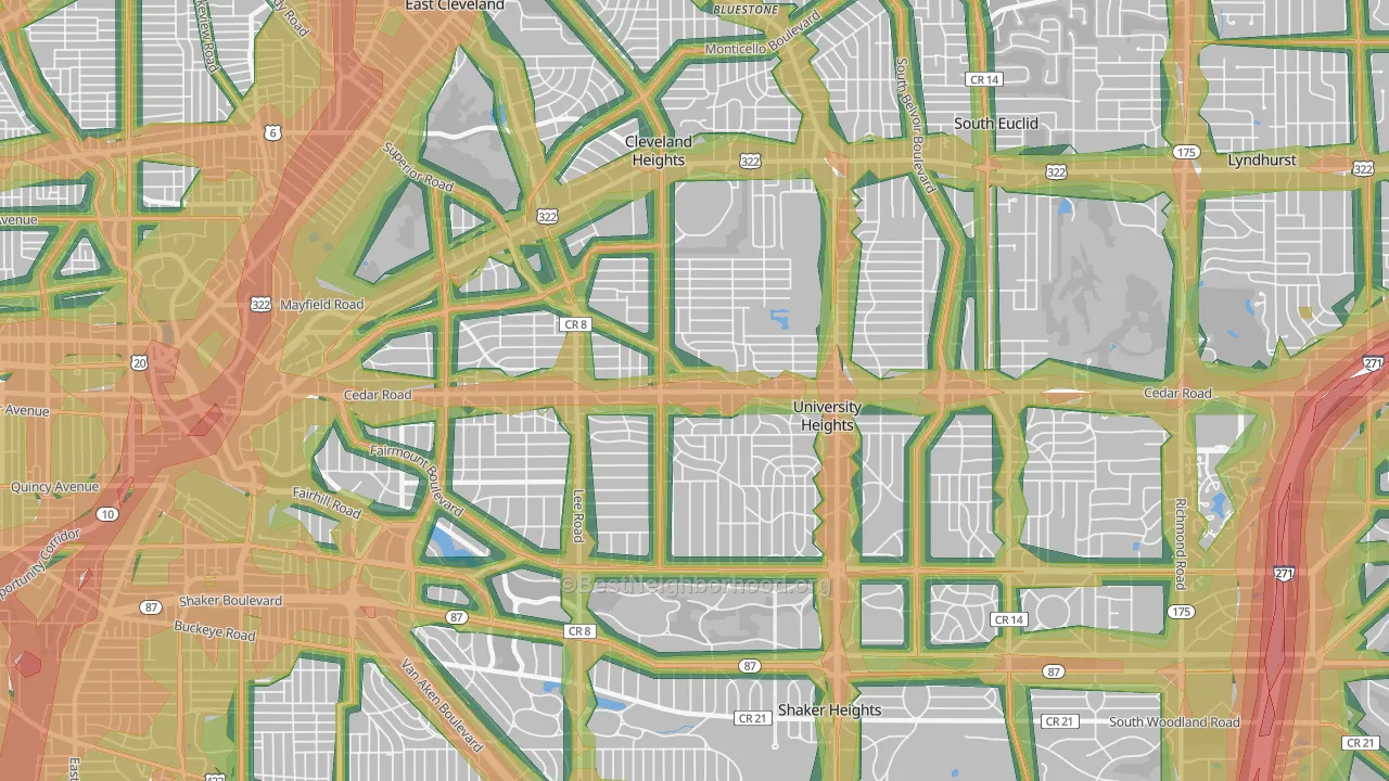 44118, OH Map of Noise Levels in 44118