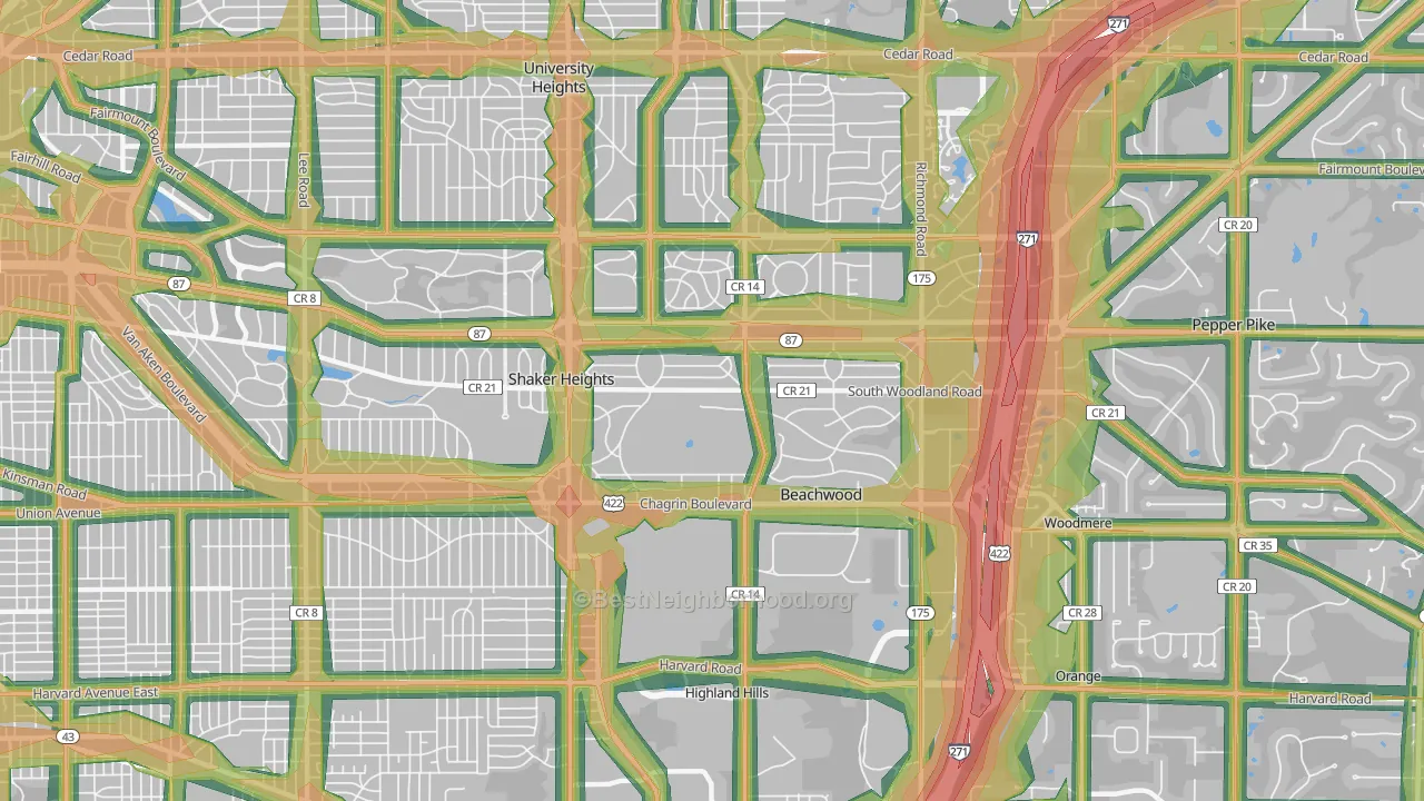 44122, OH Map of Noise Levels in 44122