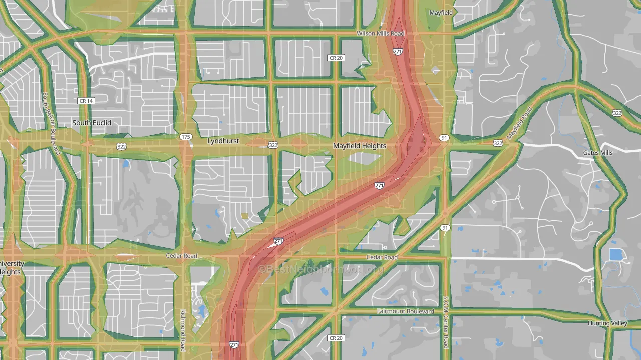 44124, OH Map of Noise Levels in 44124
