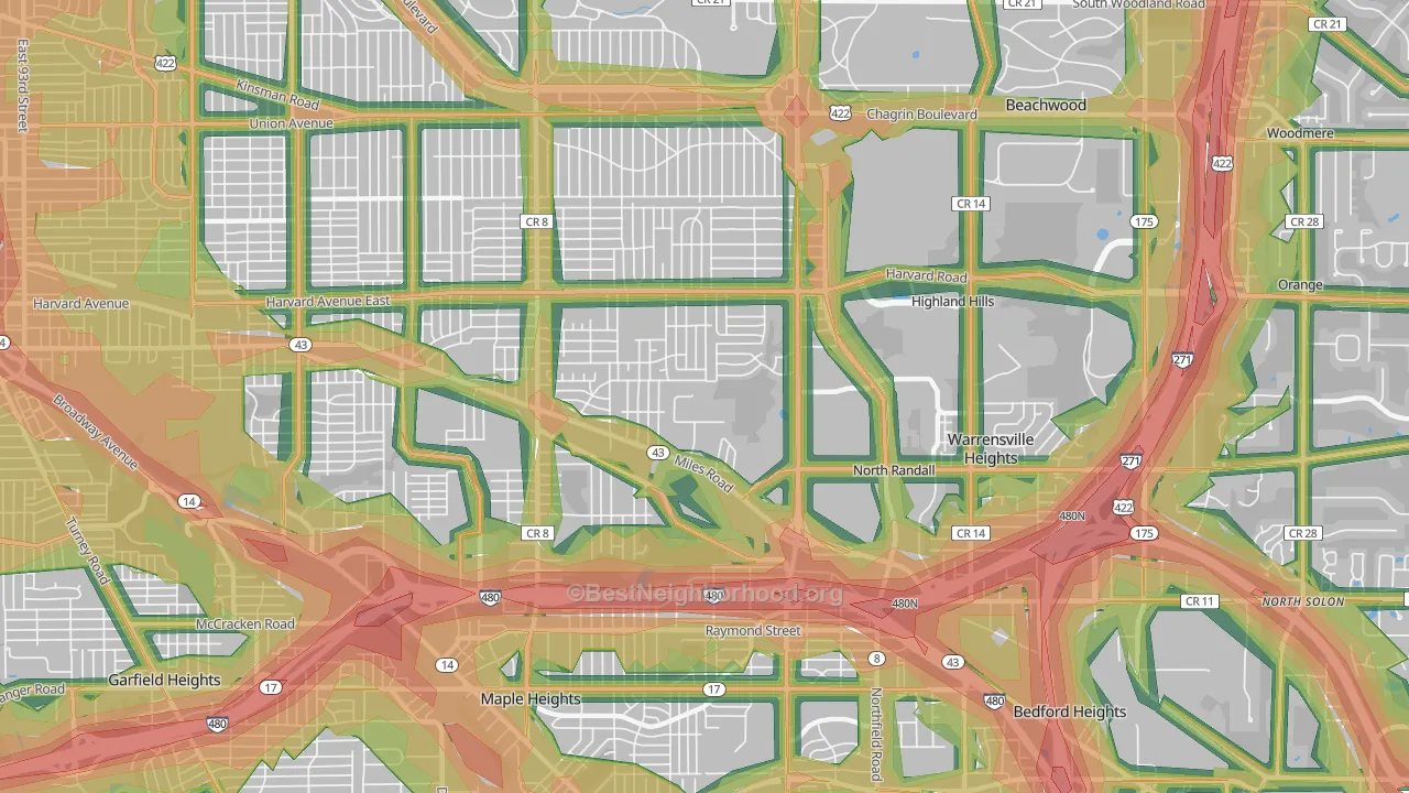 44128, OH Map of Noise Levels in 44128