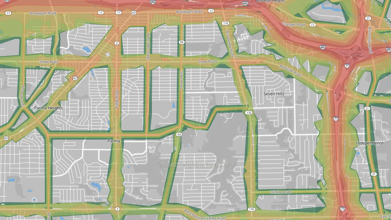 44134, OH Map of Noise Levels in 44134